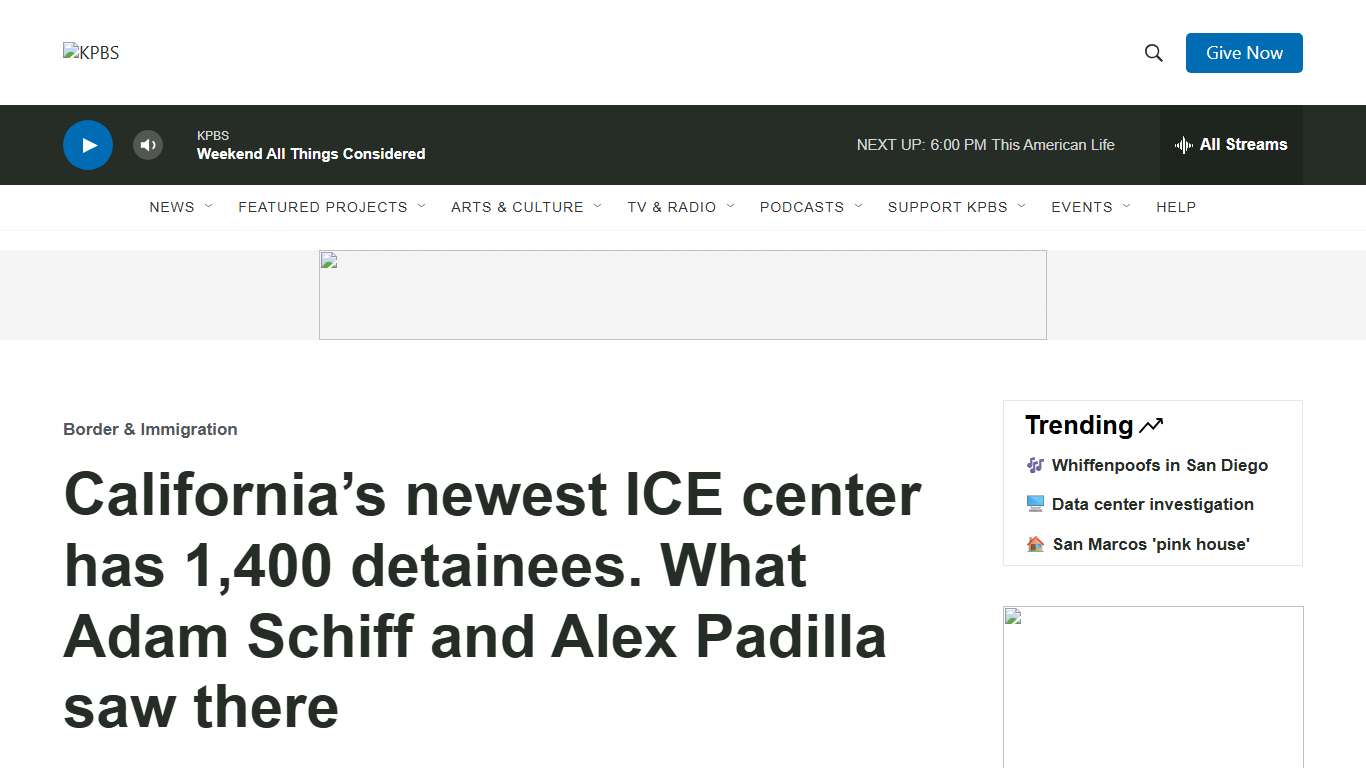 California’s newest ICE center has 1,400 detainees. What Adam Schiff and Alex Padilla saw there KPBS Public Media